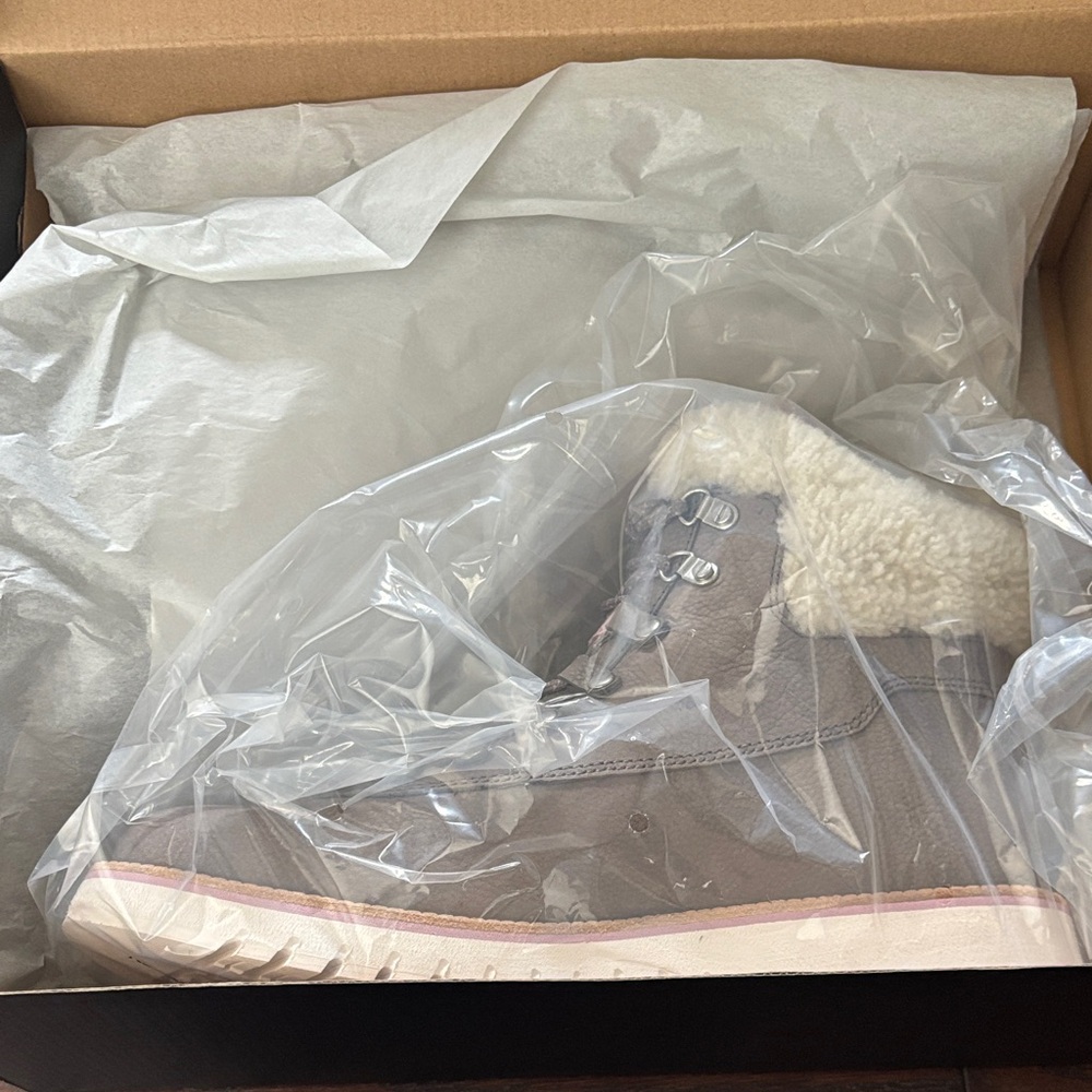 Cole Haan Women's Taupe Lace Up Boots